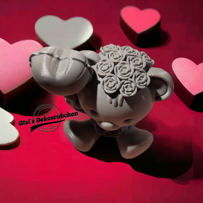 3D Printed - Teddy Bear in Love Statue - Design by Koza Design