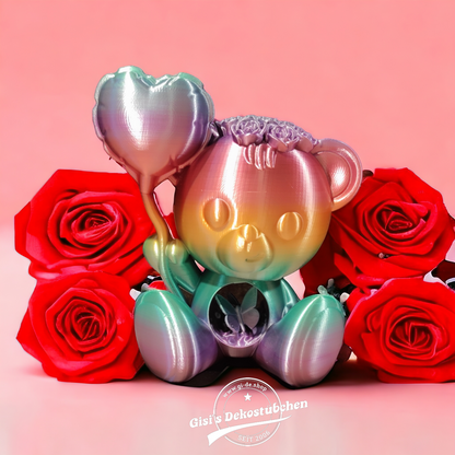 3D Printed - Teddy Bear in Love Statue - Design by Koza Design