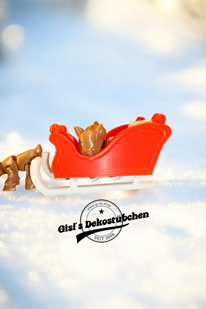 3D Reindeer Sleigh Animal Christmas Figure 