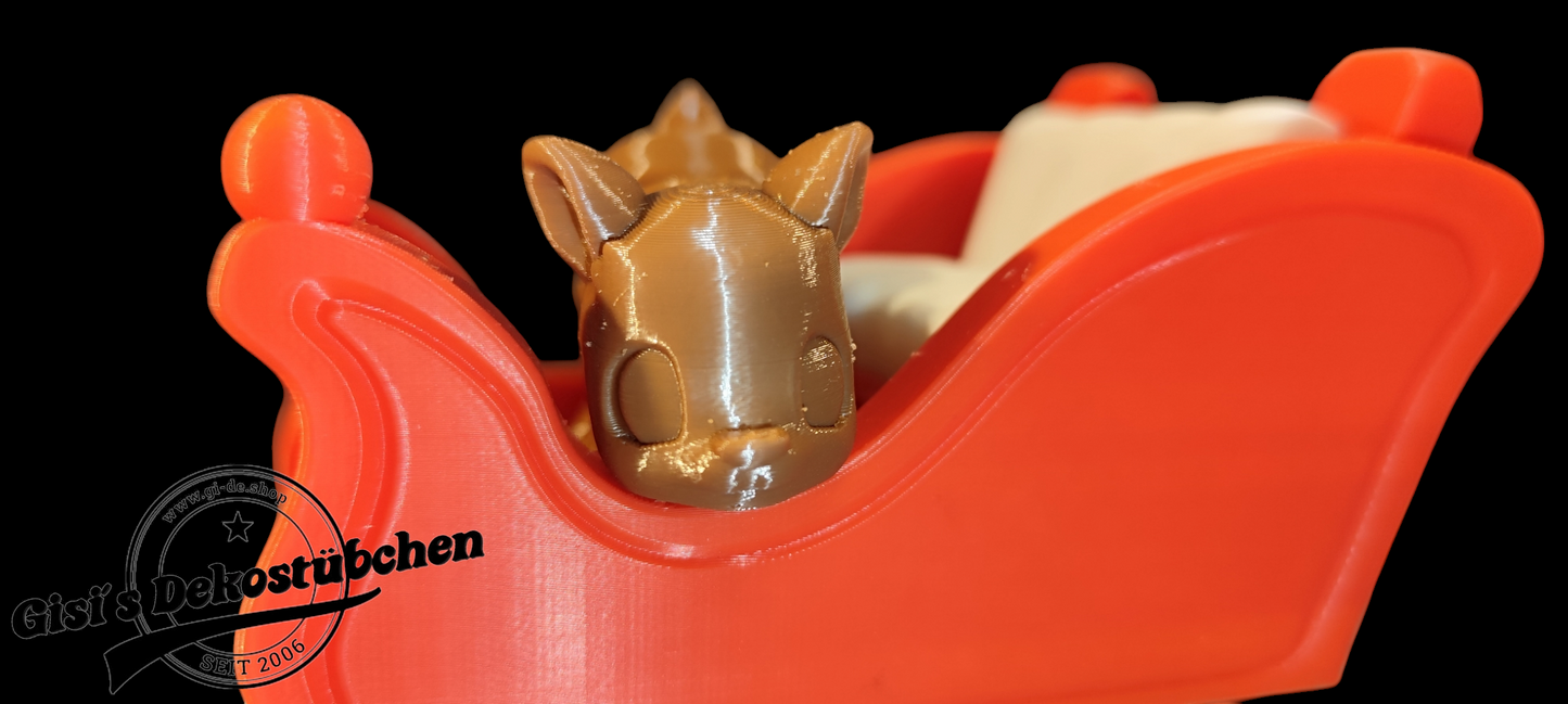 3D Reindeer Sleigh Animal Christmas Figure 