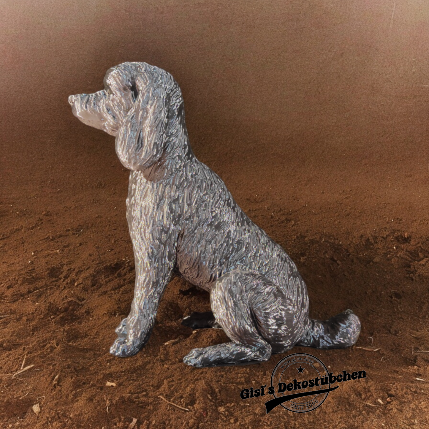 3D poodle figure, stature, sitting
