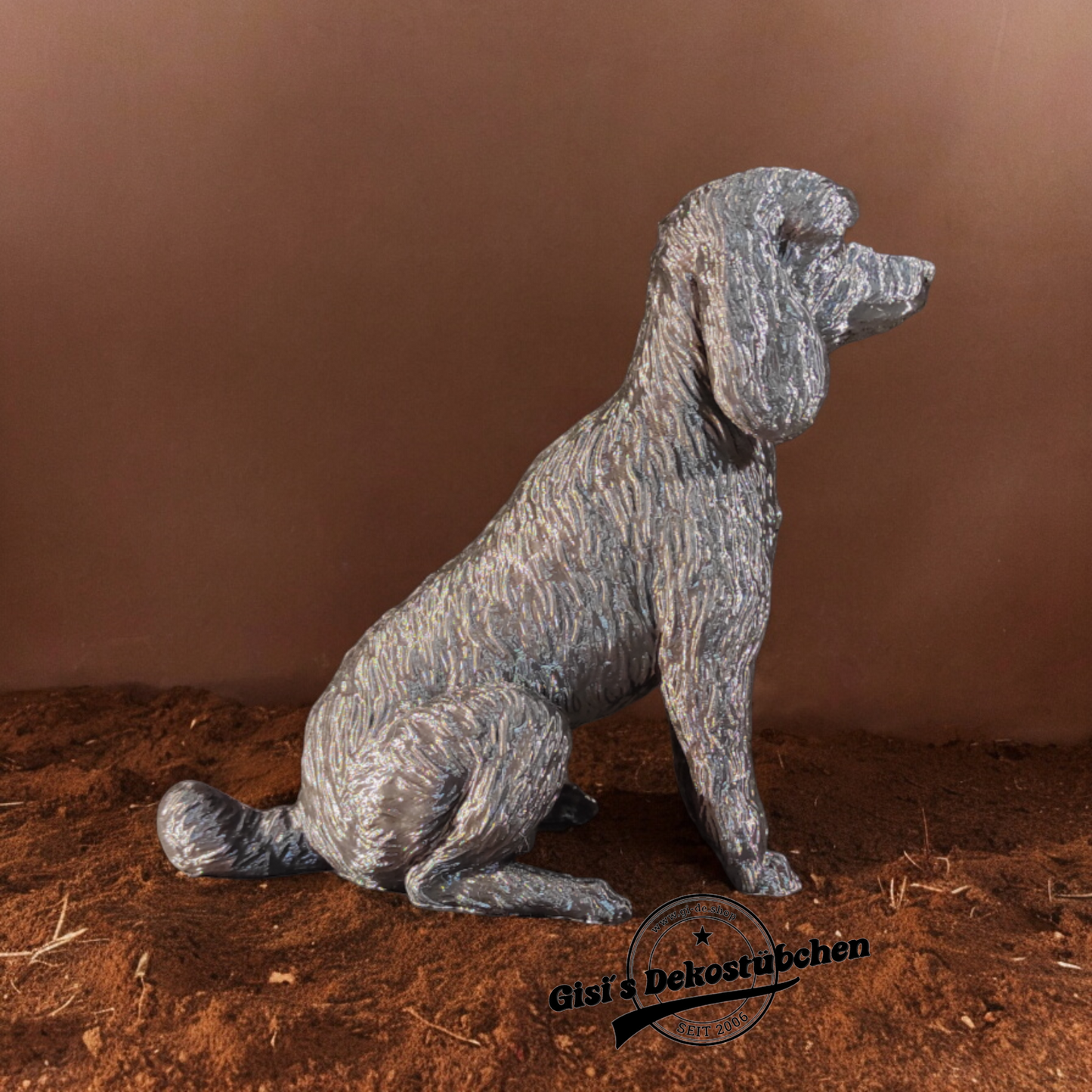 3D poodle figure, stature, sitting