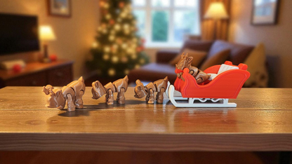3D Reindeer Sleigh Animal Christmas Figure 