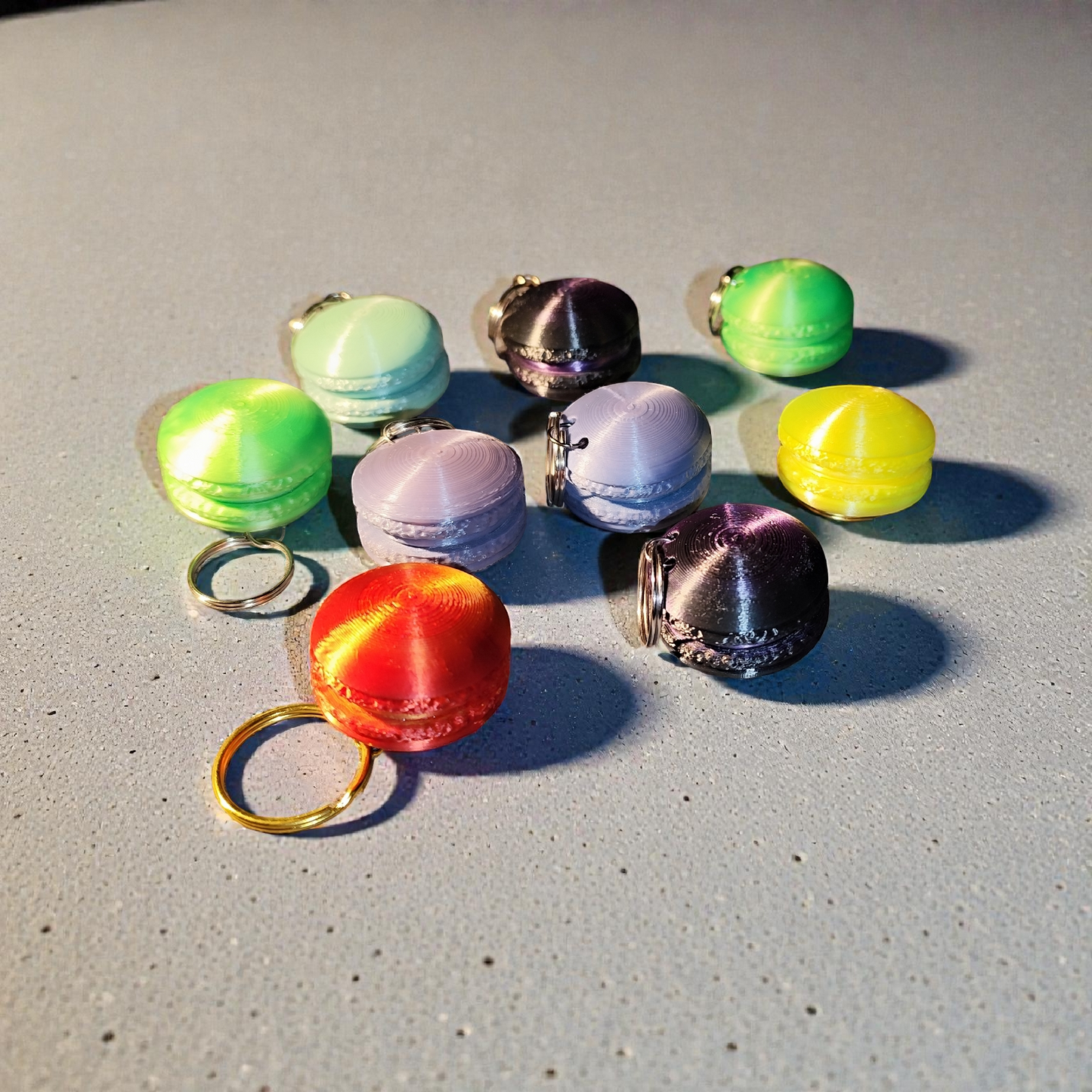 3D printed macaron keychain - cute &amp; colorful mini charm gift