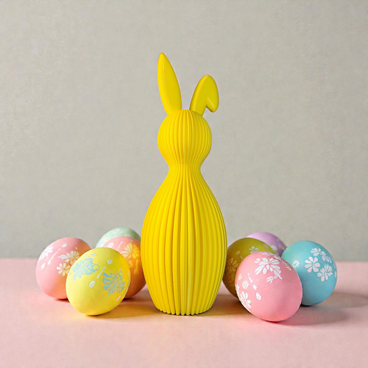 Grooved Rabbit 3D Printed Bent Ears - Elegant Easter Decoration, Custom Color, PLA 21cm