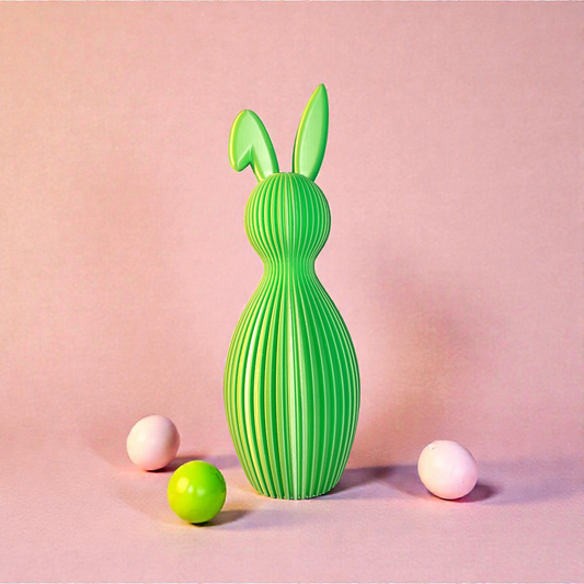 Grooved Rabbit 3D Printed Bent Ears - Elegant Easter Decoration, Custom Color, PLA 21cm