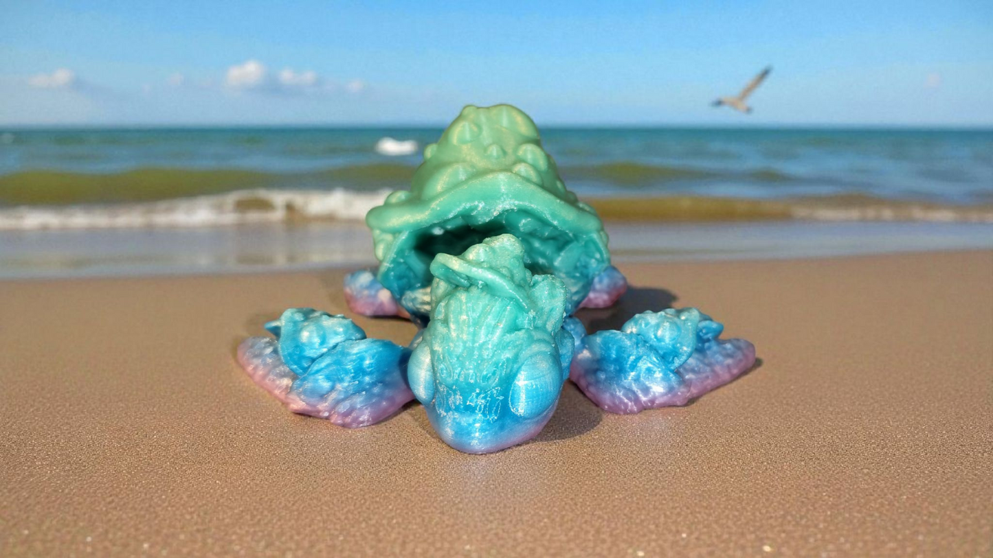 3D gedruckte Flexi-Schildkröte mit Pilz-Varianten | Wunschfarbe | Cinderwing3D