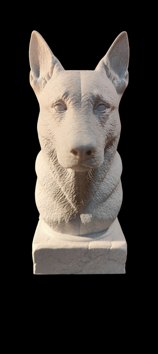 3D printed Malinois bust – approx. 18 x 13 x 8 cm – PLA plastic – custom color possible –