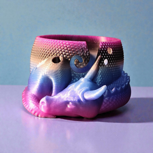 3D Printed Dragon Yarn Holder – Yarn Bowl with Holder for Crochet Hook & Scissors