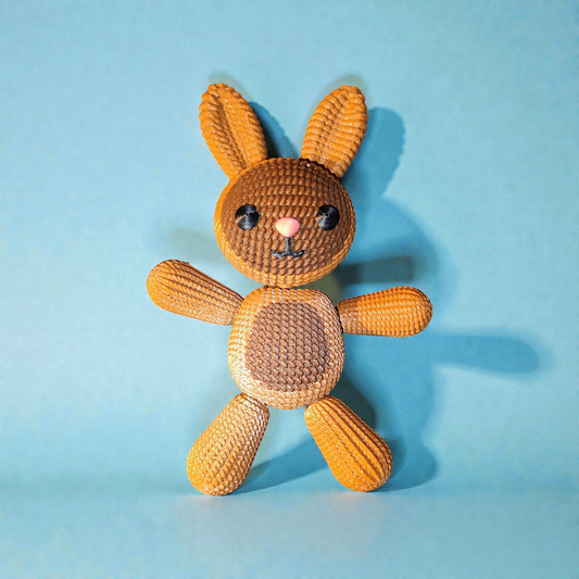 🐰 3D printed crocheted bunny – Flexi decorative figure in brown | Body3D