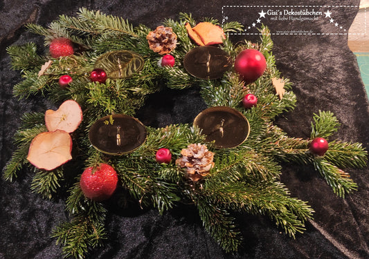 Advent wreath freshly tied red, natural 