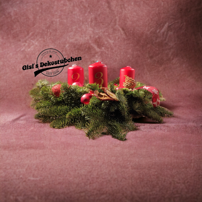 Advent wreath freshly tied red, natural 