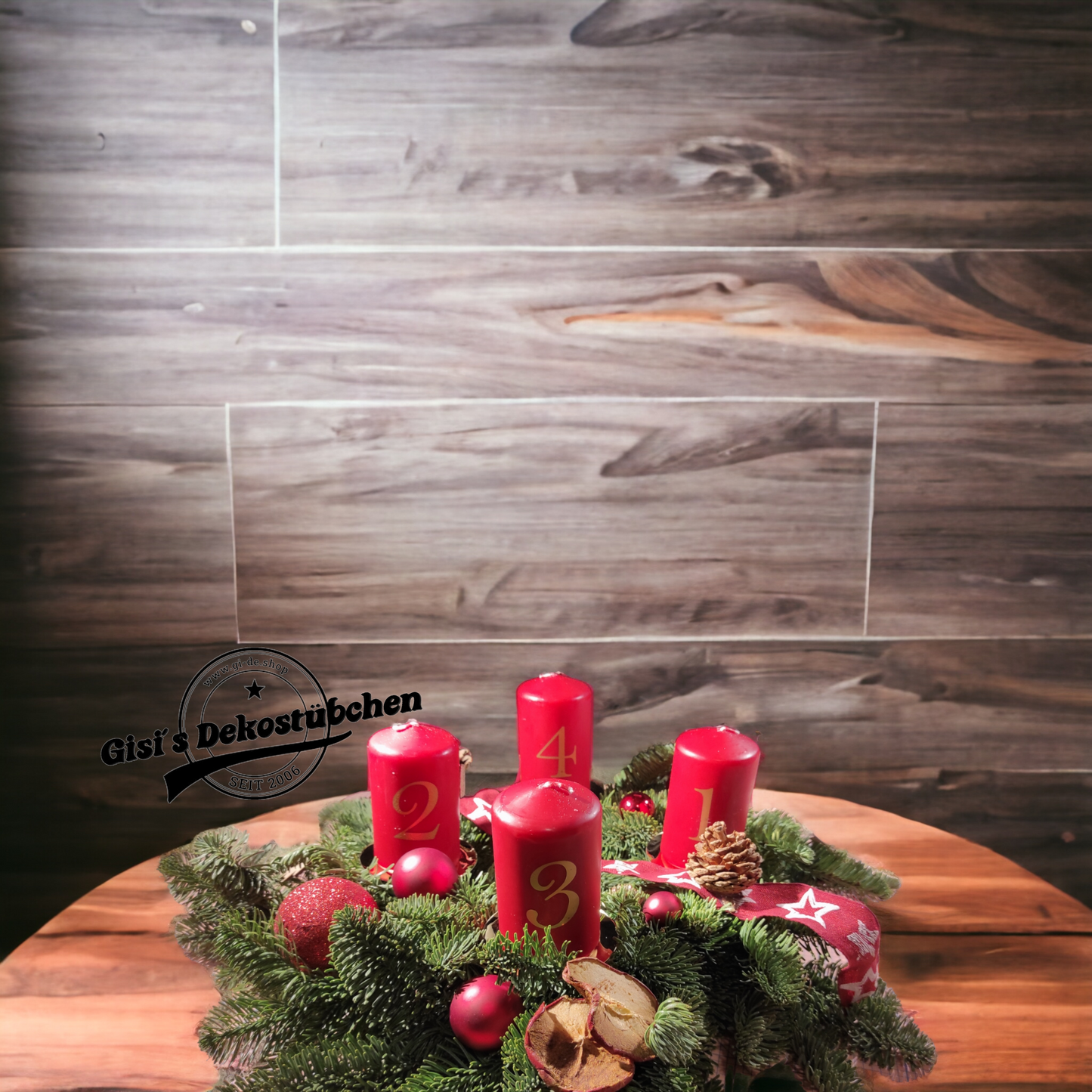Advent wreath freshly tied red, natural 
