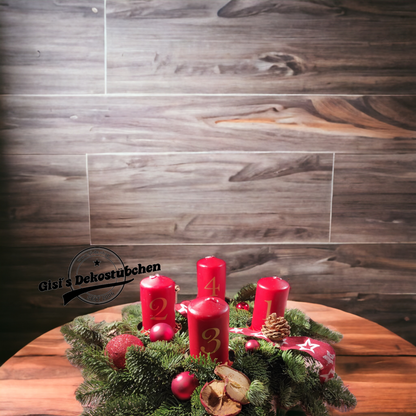 Advent wreath freshly tied red, natural 