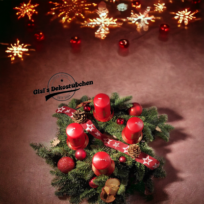 Advent wreath freshly tied red, natural 