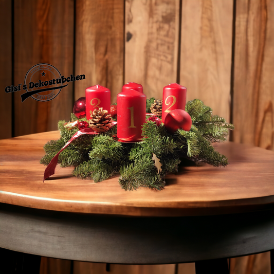 Advent wreath freshly tied red, natural 