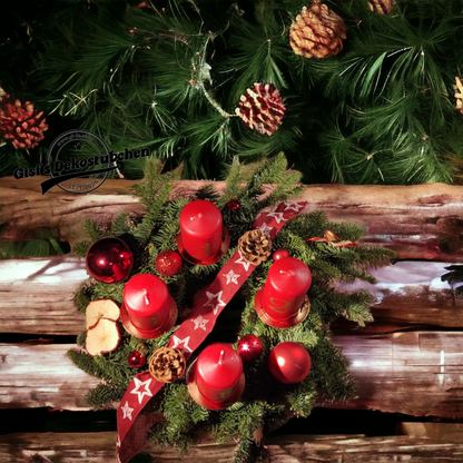 Advent wreath freshly tied red, natural 