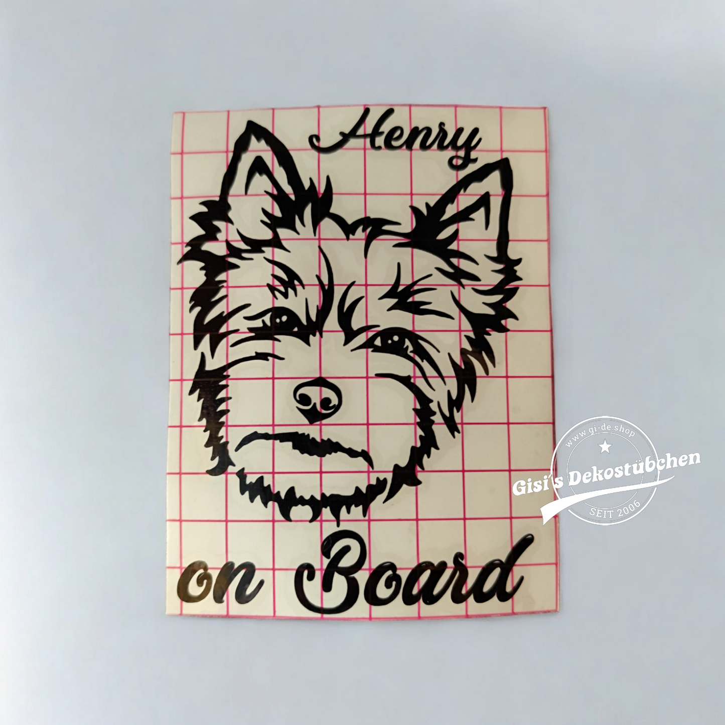 Car sticker car tattoos dog Yorkshire Terrier with desired name personalized self-adhesive