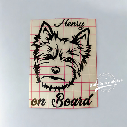 Car sticker car tattoos dog Yorkshire Terrier with desired name personalized self-adhesive
