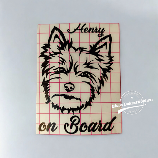 Car sticker car tattoos dog Yorkshire Terrier with desired name personalized self-adhesive