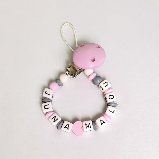 Baby Schnullerkette "Herz" Doppelname möglich