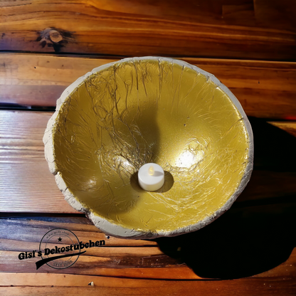 Concrete DIY light ball gold tealight holder 