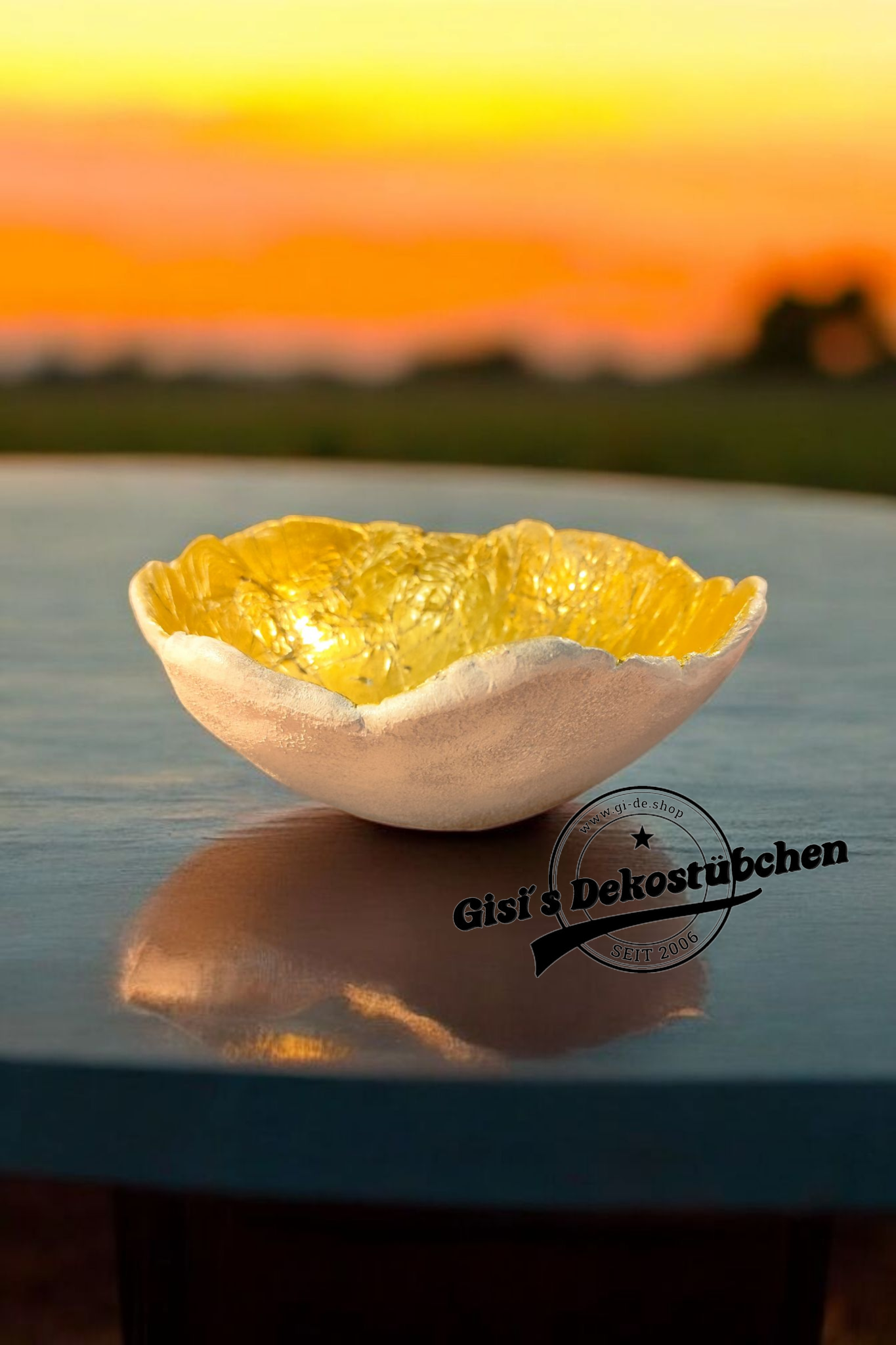 Concrete DIY light ball gold tealight holder 