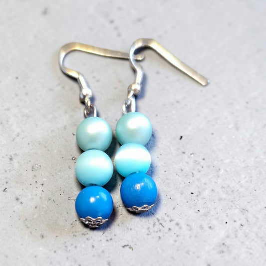 Blaue Perlen-Ohrringe – Modeschmuck in 4 verschiedenen Varianten
