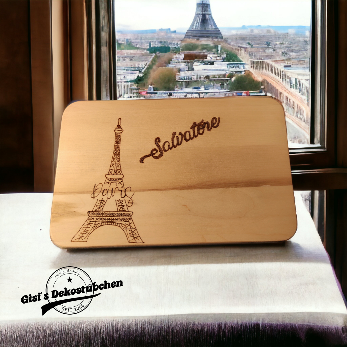 Wooden plaque with engraving: name or desired motif 