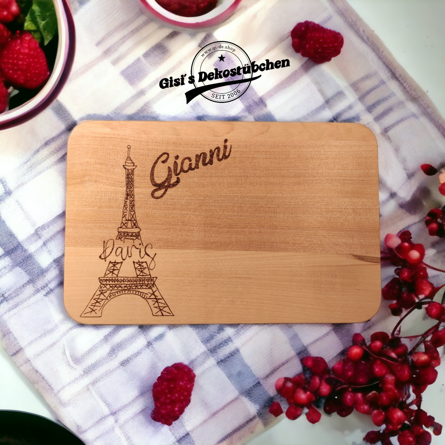 Wooden plaque with engraving: name or desired motif 