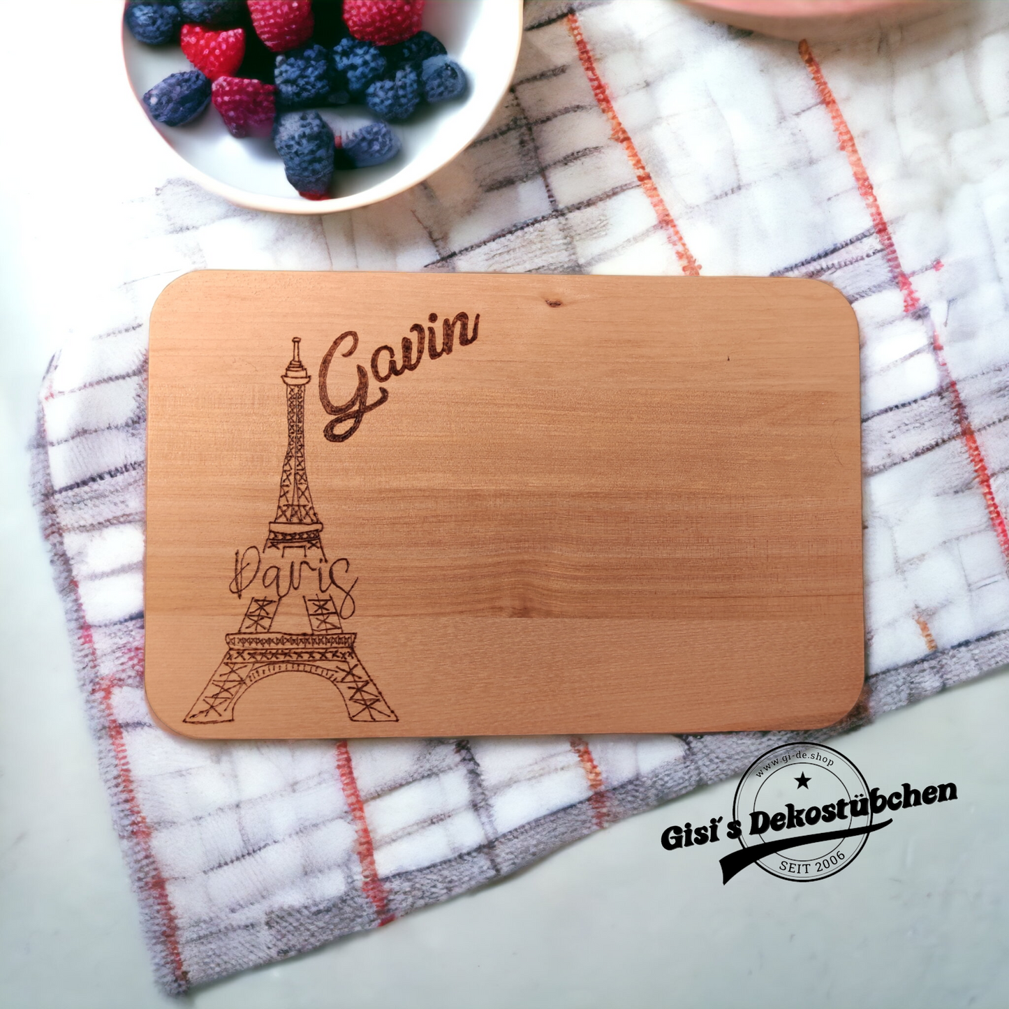 Wooden plaque with engraving: name or desired motif 
