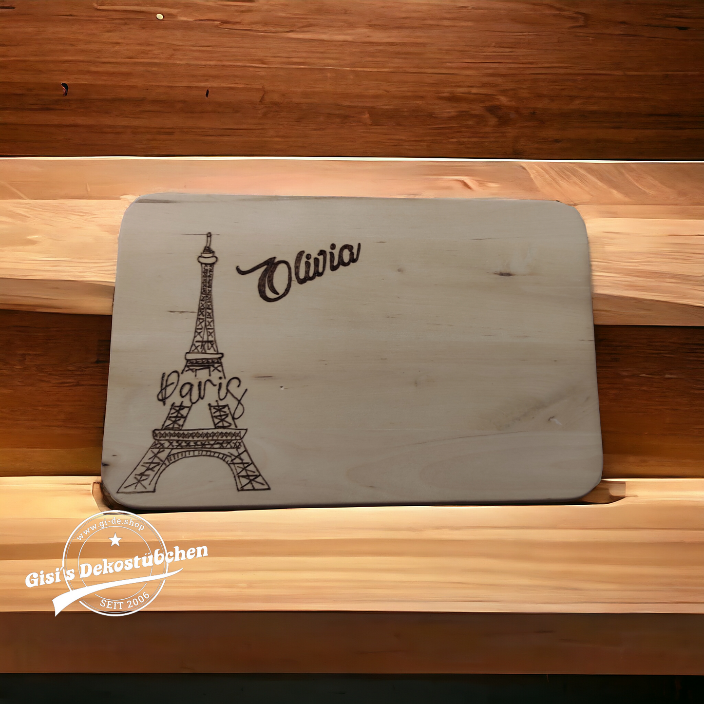Wooden plaque with engraving: name or desired motif 