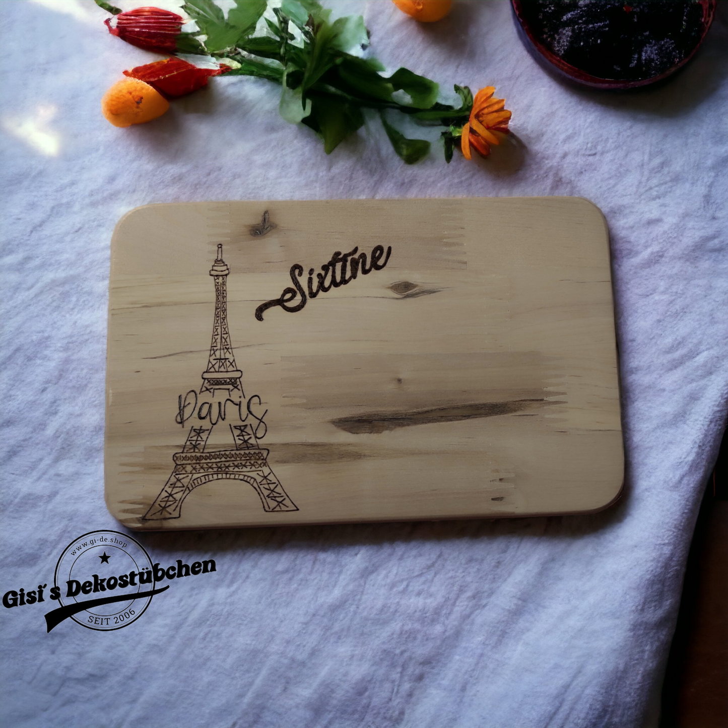 Wooden plaque with engraving: name or desired motif 