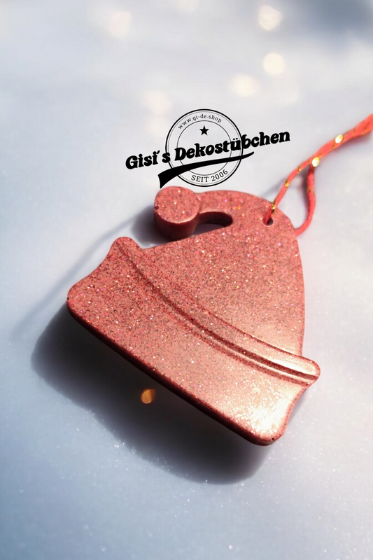 Christmas tree ornament hat in desired color with matching glitter 