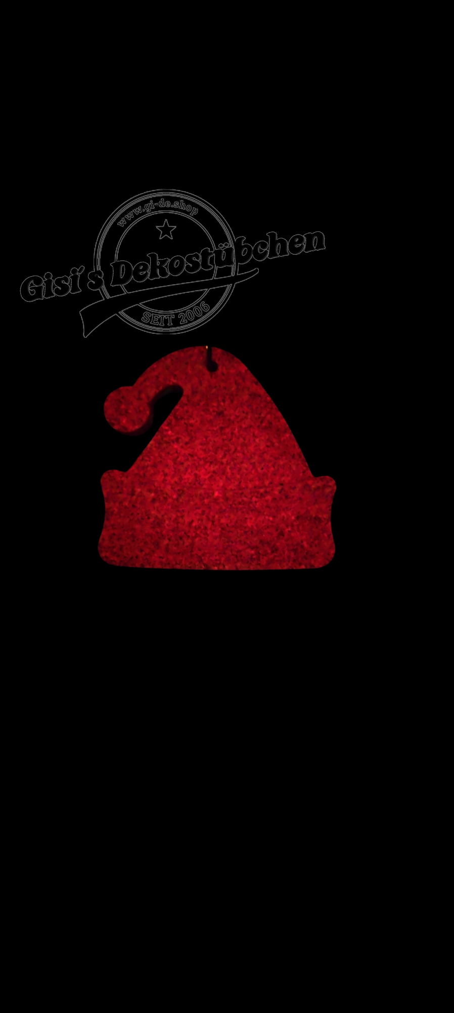 Christmas tree ornament hat in desired color with matching glitter 