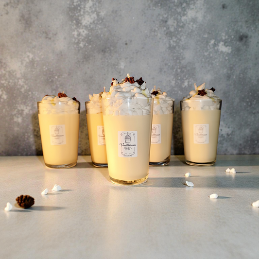 Vanilla Dream Dessert Candle – Handmade scented candle made from soy wax in a glass jar, available in your desired fragrance