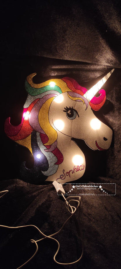 Personalized Unicorn Wall Lamp with Glitter and LED