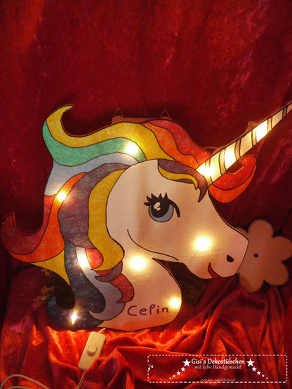 Personalized Unicorn Wall Lamp with Glitter and LED