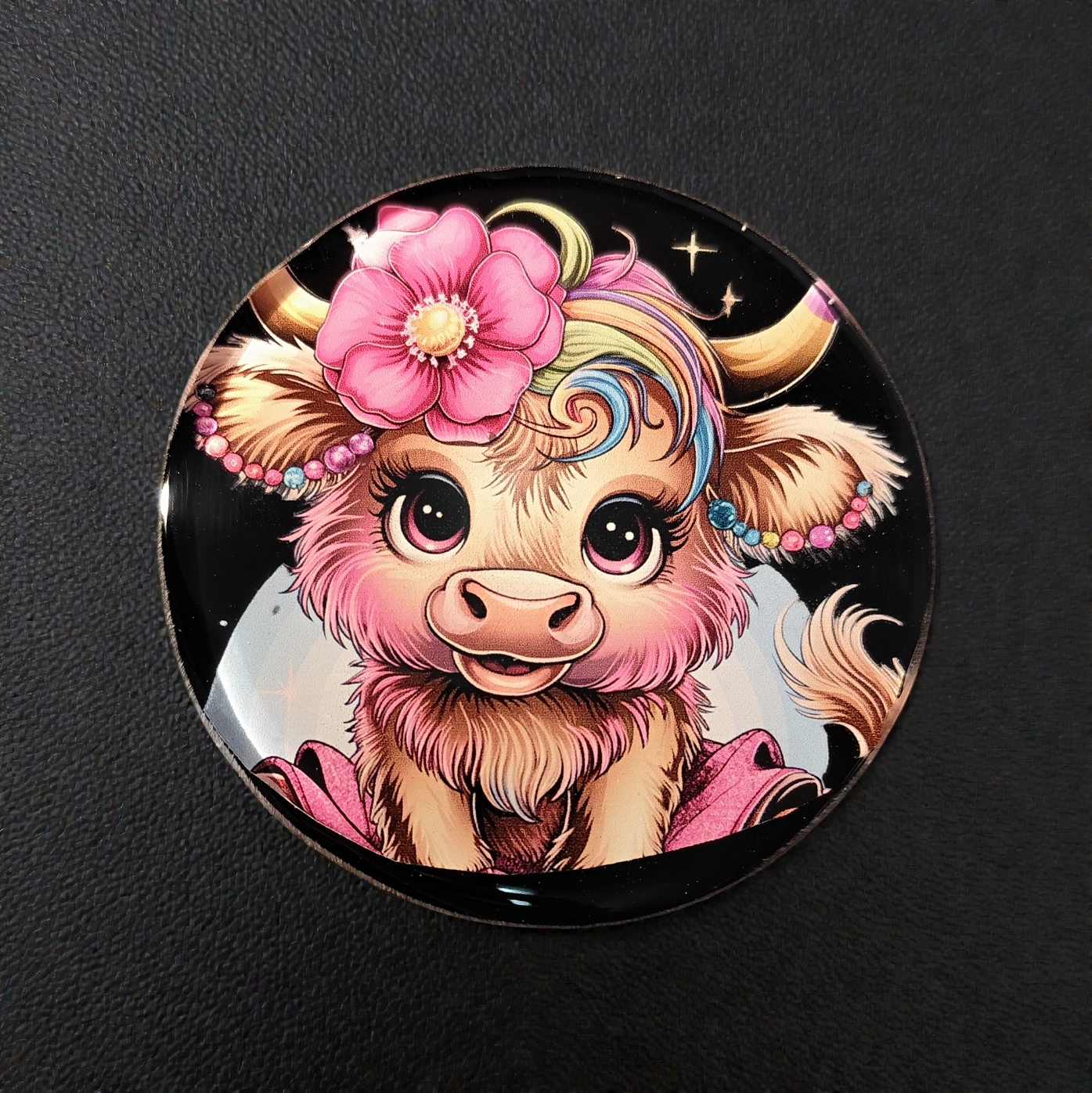 Epoxy resin coaster, unique piece - handmade, one-of-a-kind, 10cm