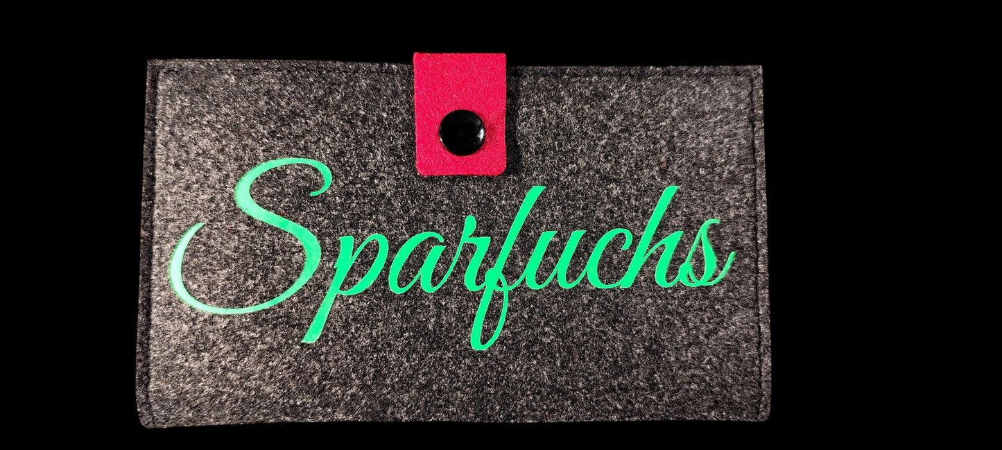 Felt wallet 16.3 x 9.5 cm – according to your wishes – 4 interior colors – card slots &amp; coin pocket