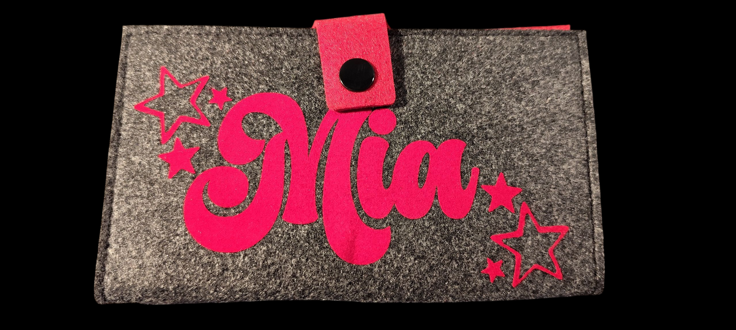 Felt wallet 16.3 x 9.5 cm – according to your wishes – 4 interior colors – card slots &amp; coin pocket