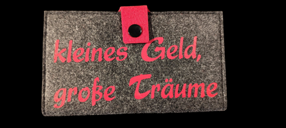 Felt wallet 16.3 x 9.5 cm – according to your wishes – 4 interior colors – card slots &amp; coin pocket