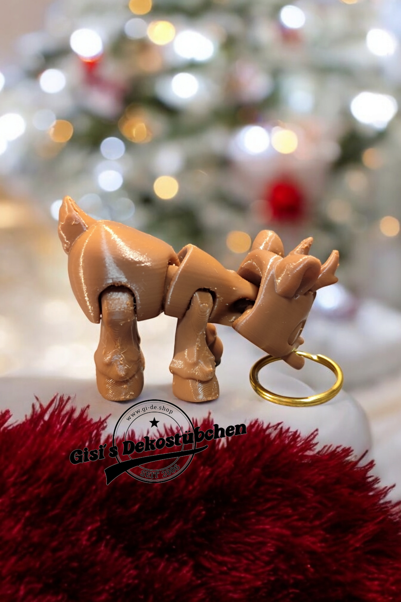 Flexi Reindeer Articulated Animal Keychain