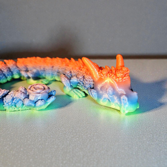 Flexi Rose Dragon 3D Print – Movable dragon with rose pattern made of PLA