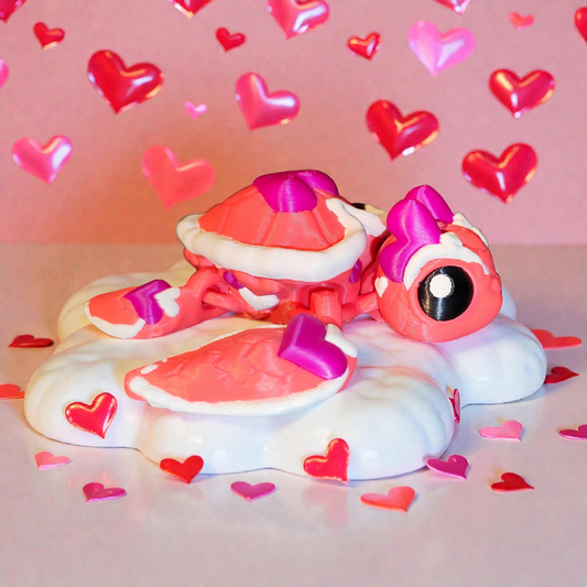 Flexible Valentine's Day turtle with heart design – movable 3D printed decoration