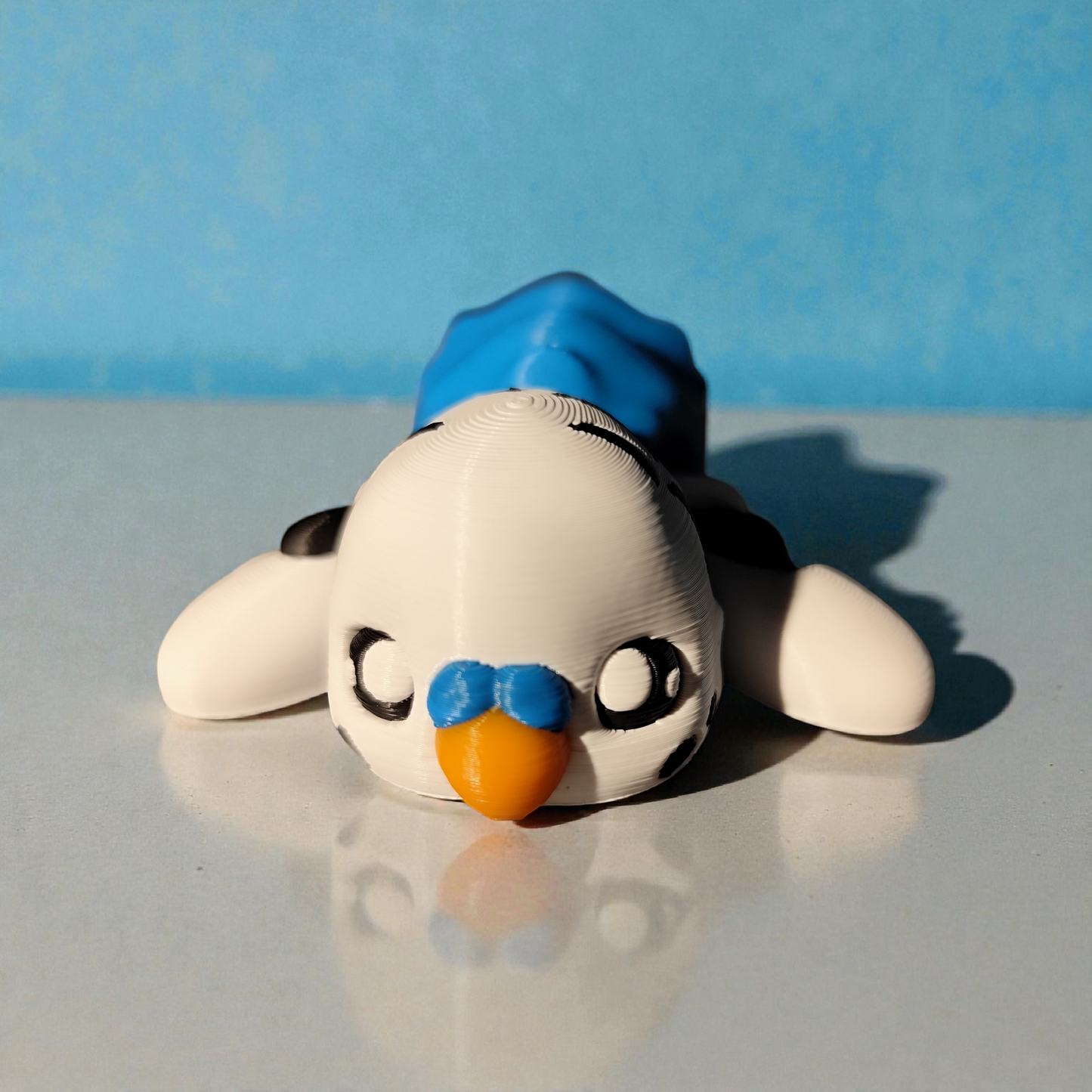 Flexi Budgie 3D Print – Cute, movable decorative bird in blue – Gift idea for bird lovers