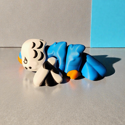 Flexi Budgie 3D Print – Cute, movable decorative bird in blue – Gift idea for bird lovers