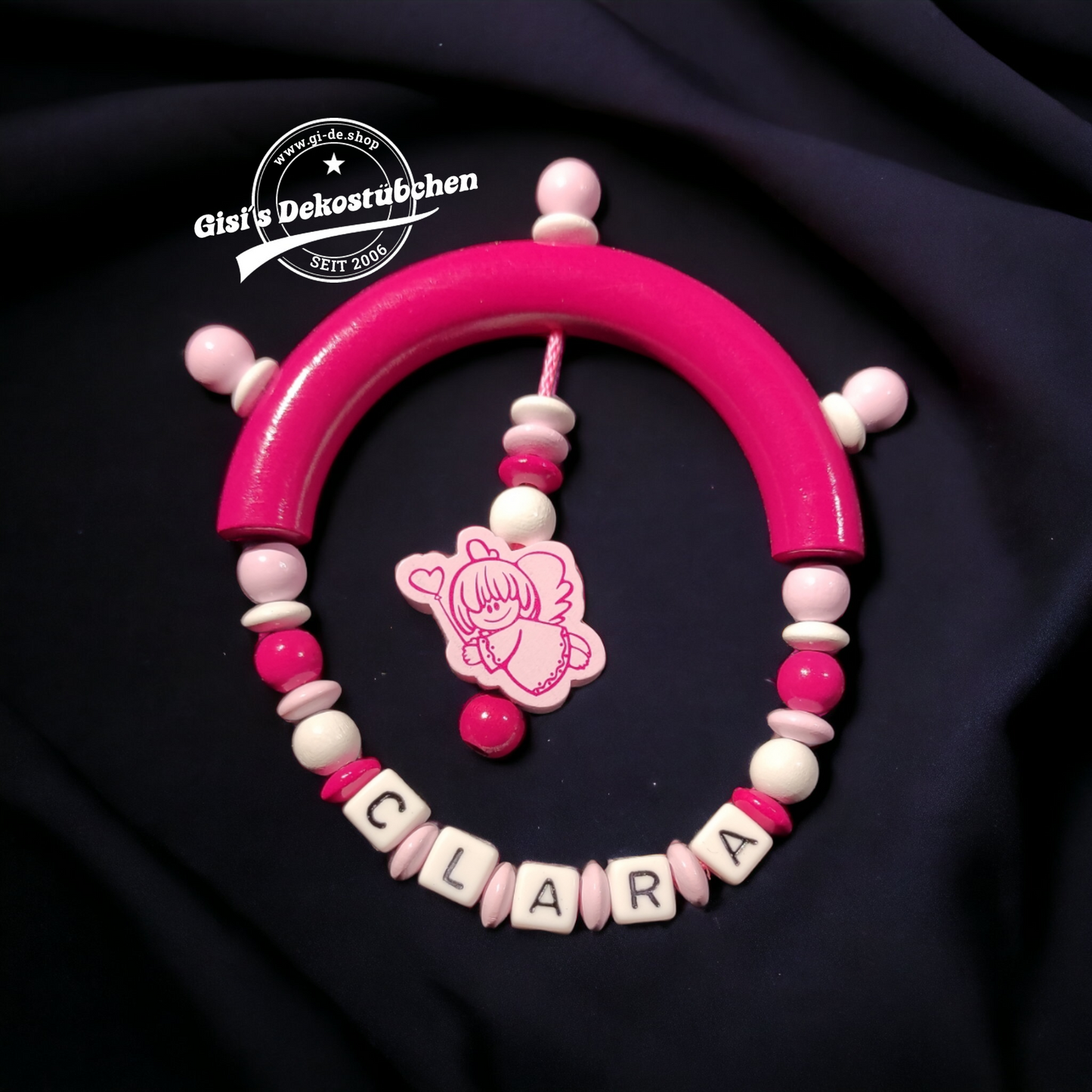 Baby teething ring with personalized name, Angel 