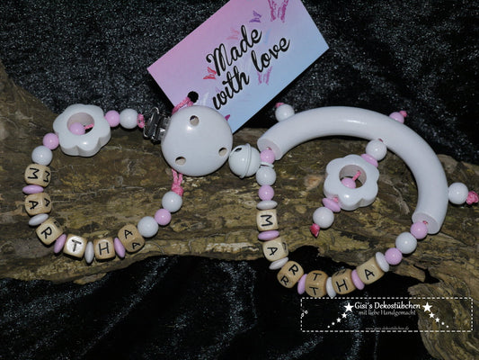 Baby Rattle Teething Ring Gift Set Pacifier Chain