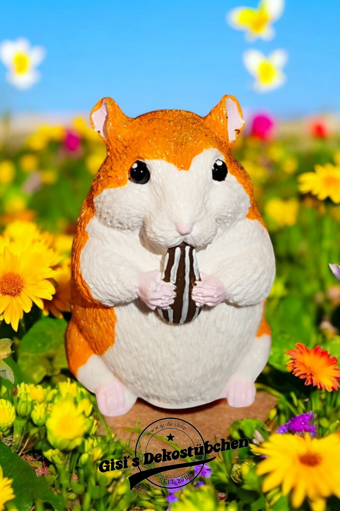 Hamster sculpture, hand-painted, for animal lovers